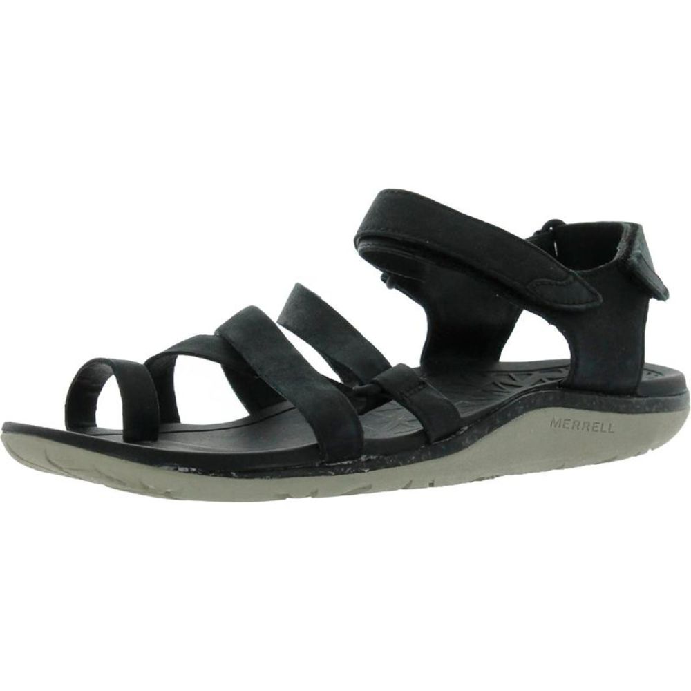 Merrell Womens Trailway Wrap Black Leather Slingback Sandals Shoes Used